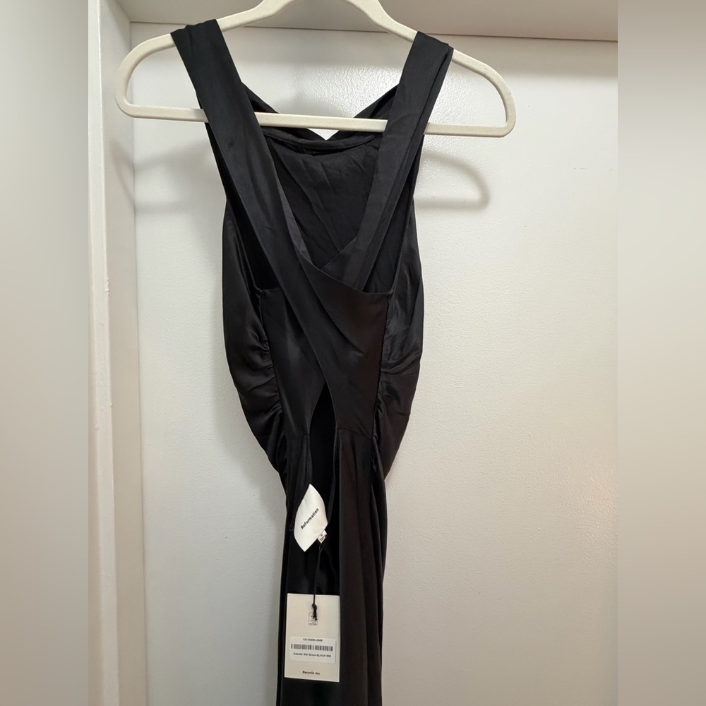 NEW Reformation Black Casette Silk Maxi Dress 6 - Picture 13 of 16